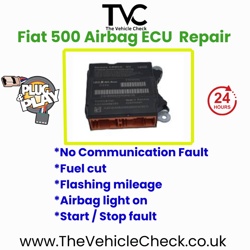 FIAT 500 51943893 A2C53428634 AIRBAG ECU SRS MODULE CRASH DATA RESET SERVICE