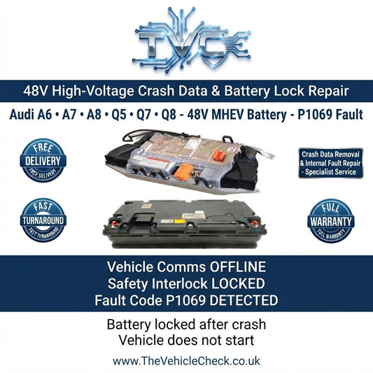 Audi A6 A7 A8 Q5 Q7 Q8 48V MHEV battery crash data and battery lock repair service by The Vehicle Check