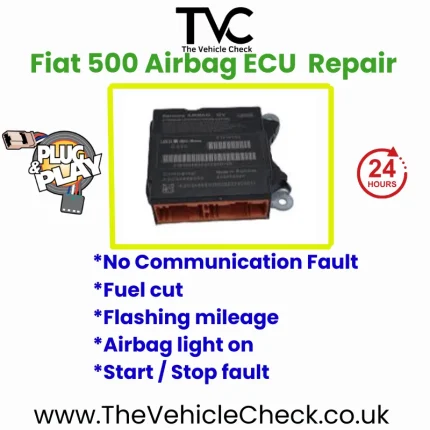 FIAT 500 52040843 A2C95530204 AIRBAG ECU SRS MODULE CRASH DATA RESET SERVICE
